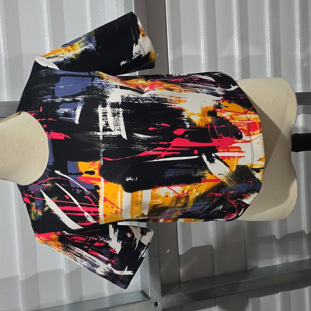 H&M Multicolor Abstract Short Sleeve‎ Croped Topsize 6